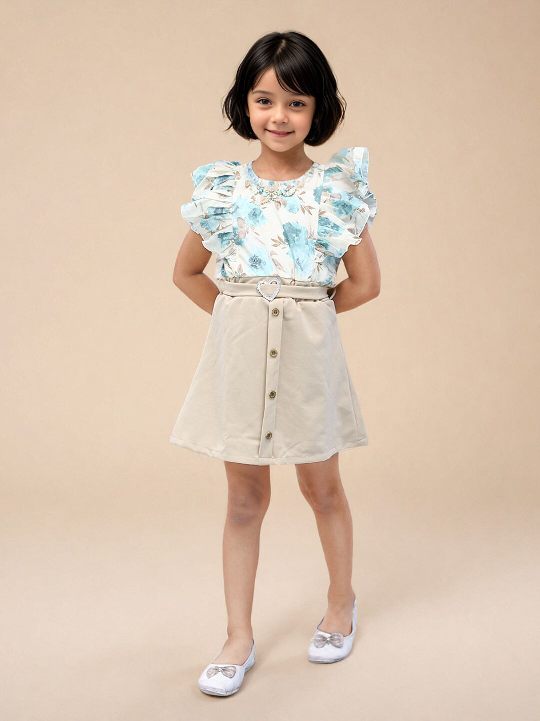

Toonyport Girls Floral Printed Cotton Fit & Flare Dress, Blue
