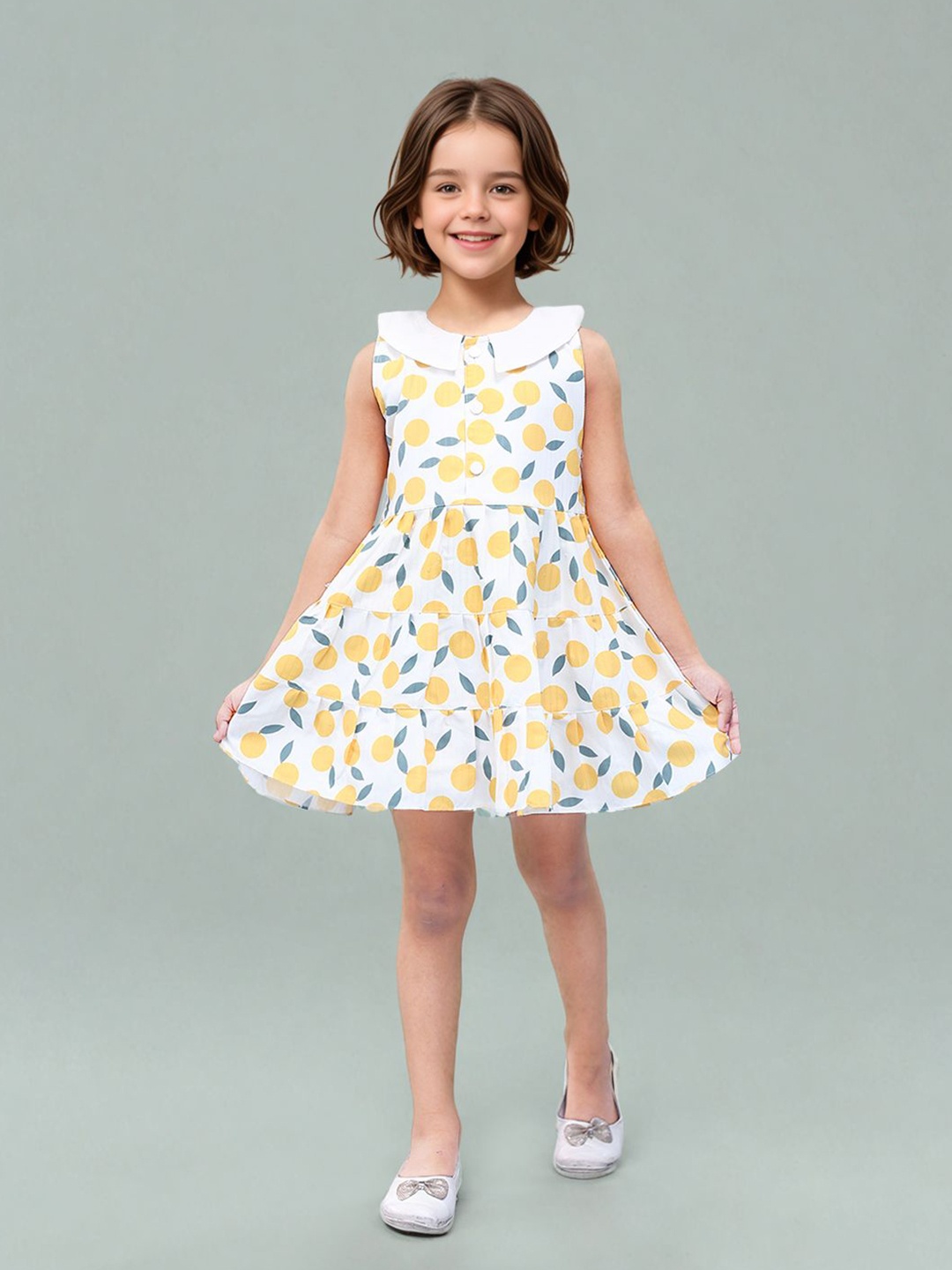 

Toonyport Girls Printed Fit & Flare Dress, Yellow