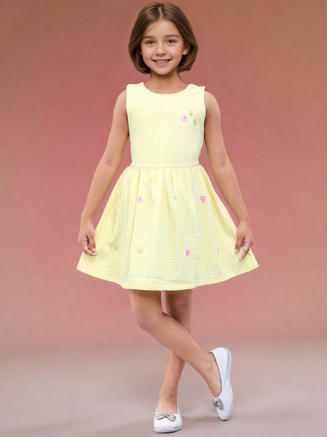 

Toonyport Girls Floral Fit & Flare Dress, Yellow