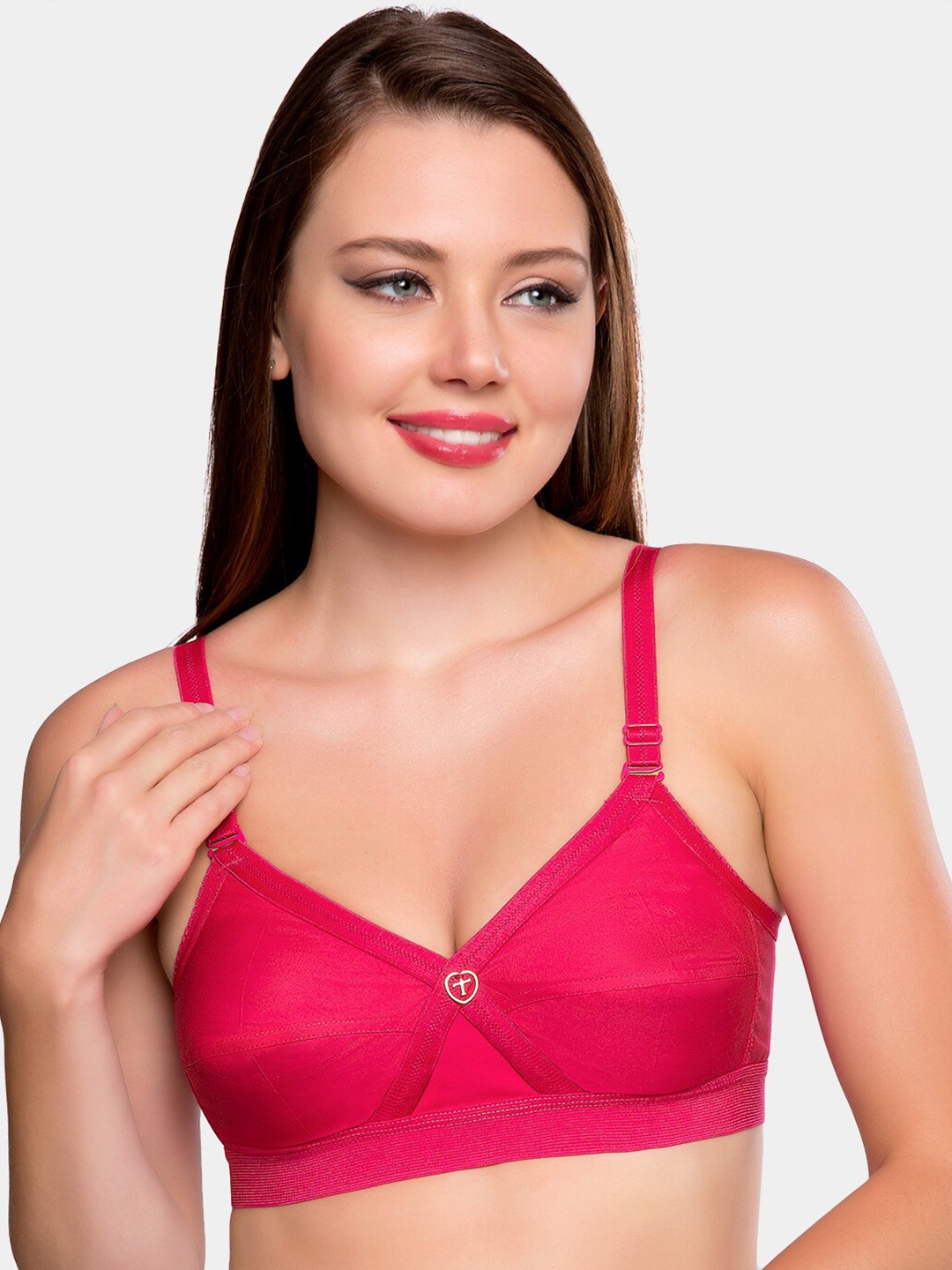 

Trylo Krutika Plain Pure Cotton Non-Padded Non-Wired Full Coverage Super Support Bra, Pink