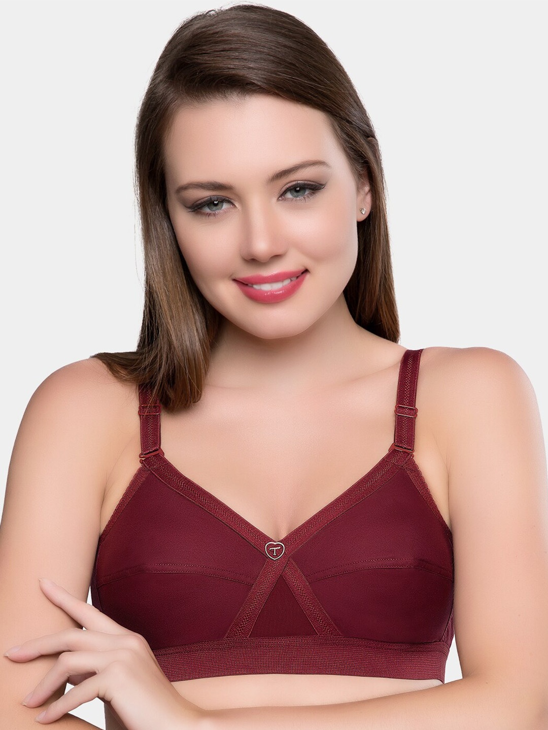 

Trylo Krutika Plain Pure Cotton Non-Padded Non-Wired Full Coverage Super Support Bra, Maroon