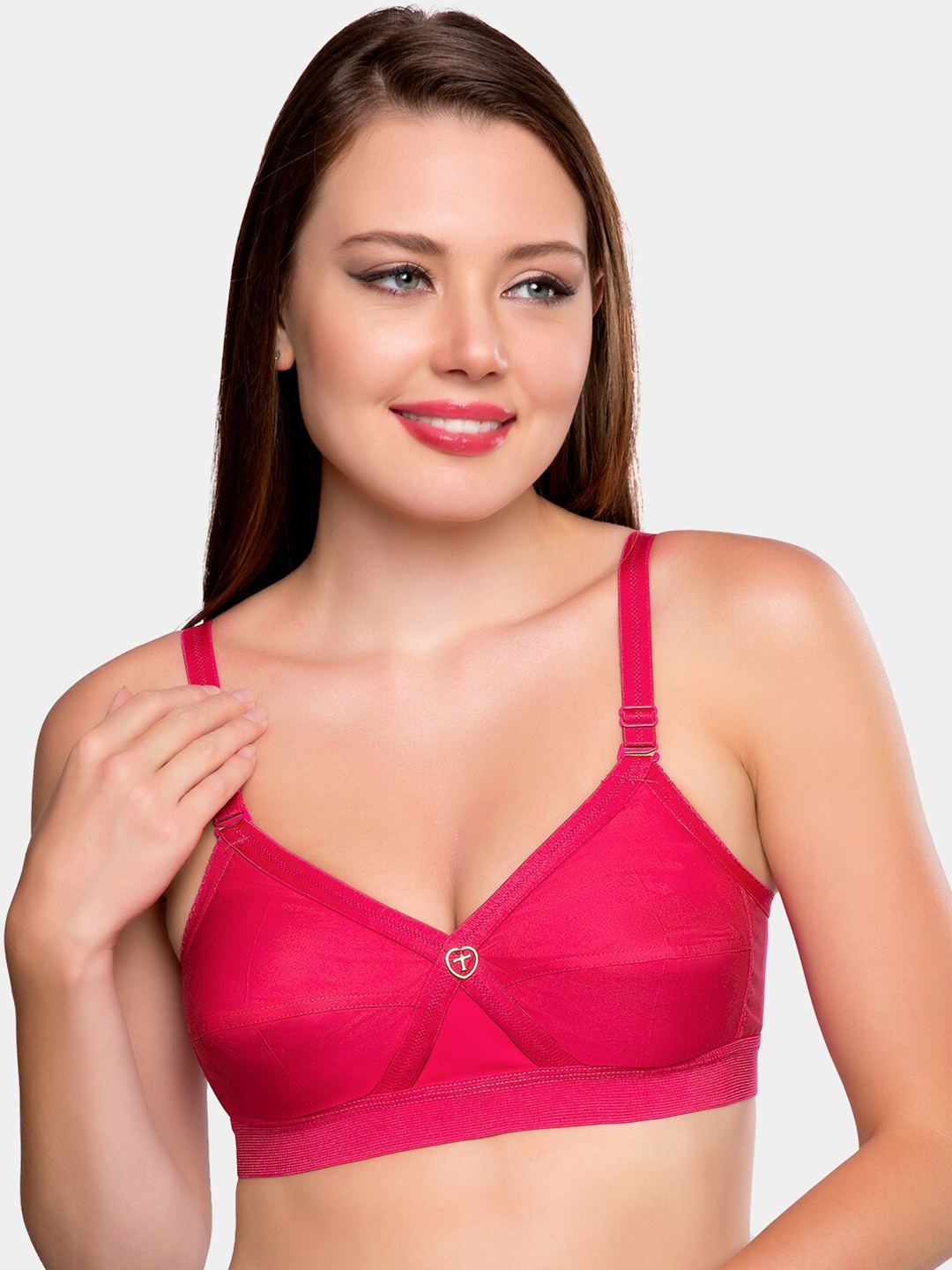 

Trylo Krutika Plain Pure Cotton Non-Padded Non-Wired Full Coverage Super Support Bra, Pink