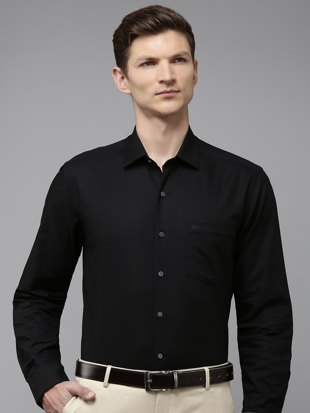 

Arrow Pure Cotton Manhattan Slim Fit Opaque Formal Shirt, Black