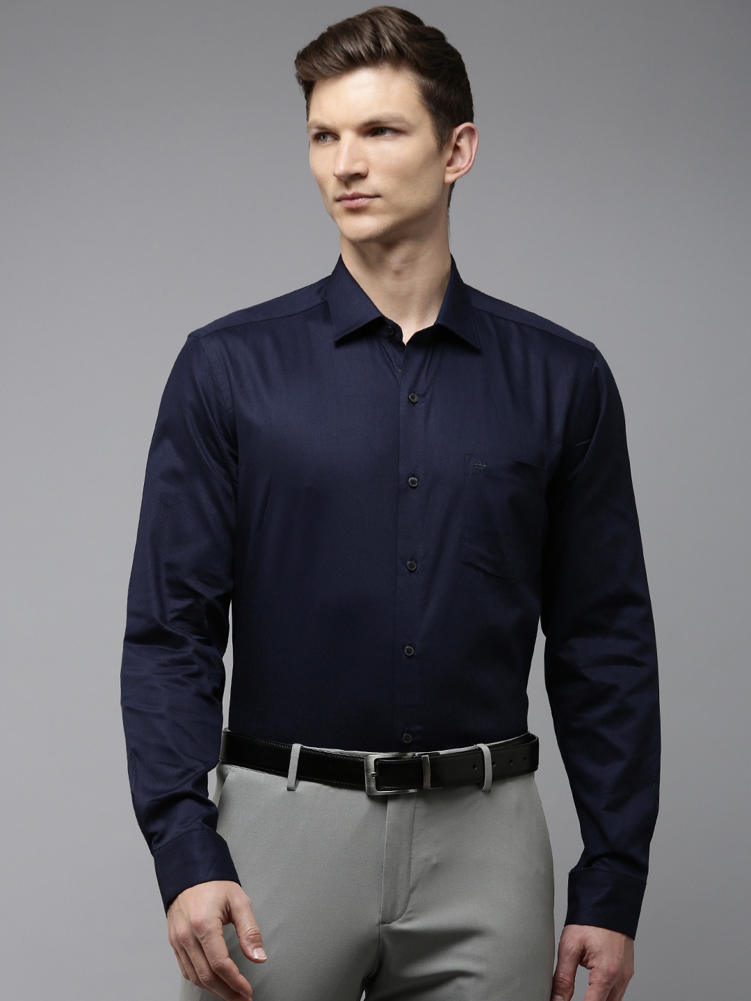 

Arrow Original Slim Fit Opaque Pure Cotton Formal Shirt, Navy blue