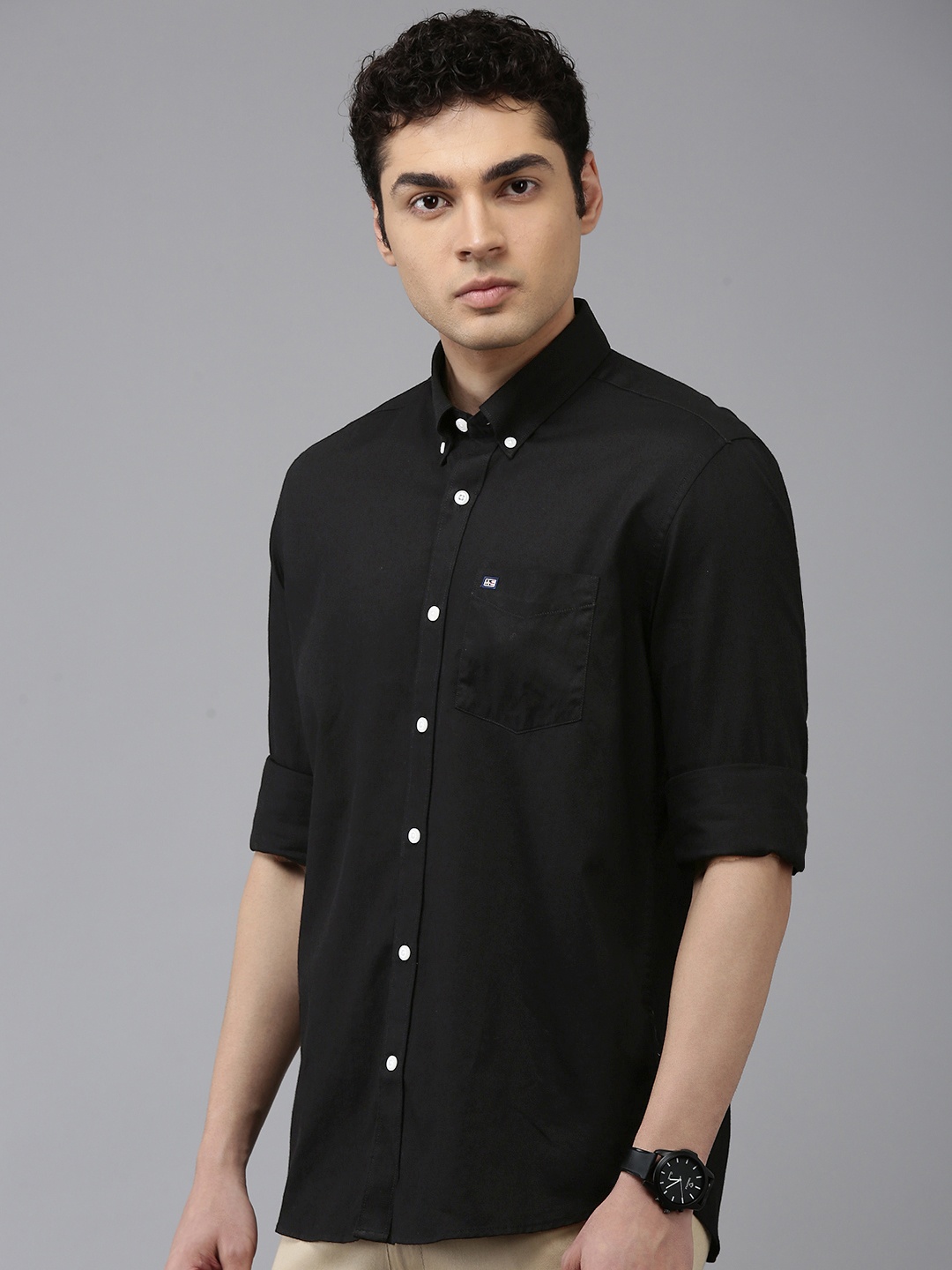

Arrow Pure Cotton Slim Fit Opaque Casual Shirt, Black