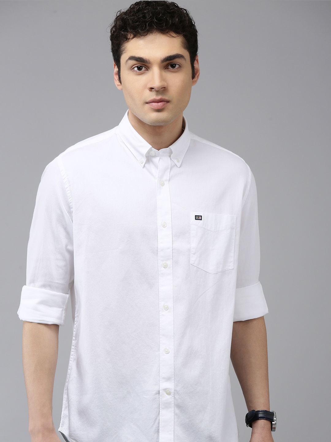 

Arrow Manhattan Slim Fit Button-Down Collar Pure Cotton Casual Shirt, White