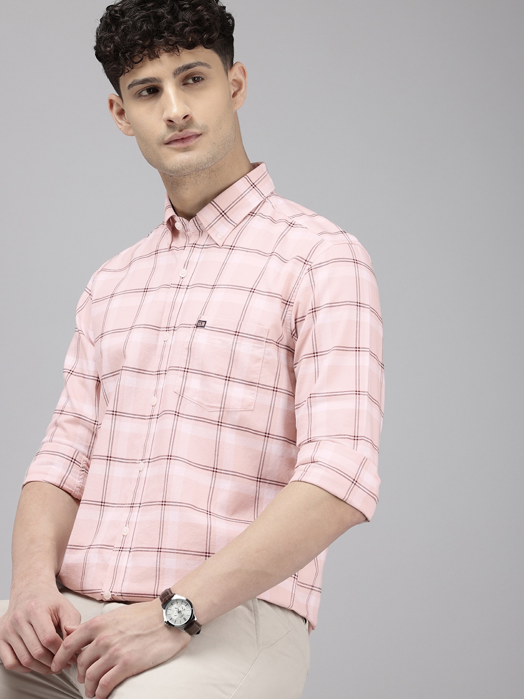 

Arrow Pure Cotton Manhattan Slim Fit Tartan Checked Casual Shirt, Peach