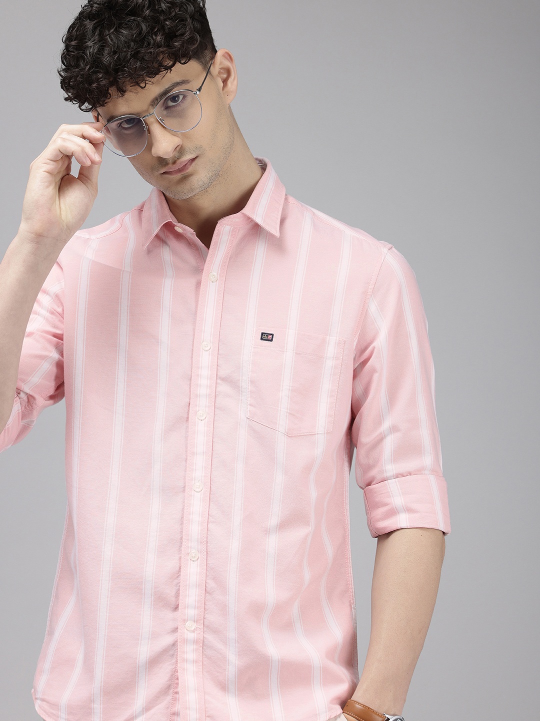 

Arrow Manhattan Slim Fit Opaque Striped Pure Cotton Casual Shirt, Pink