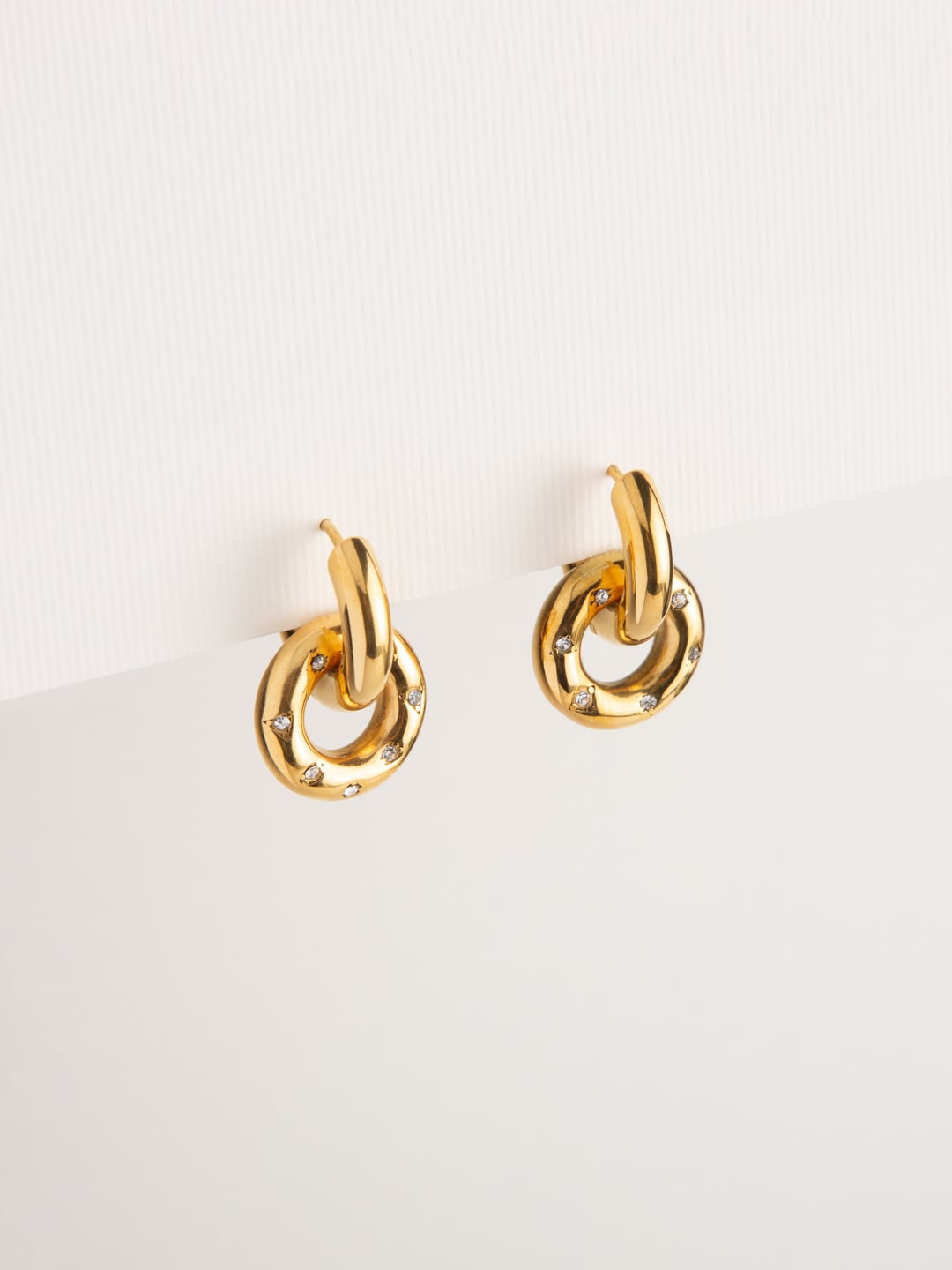 

WHITE LIES Gold Plated Rhinestone Stainless Steel Drop Earrings