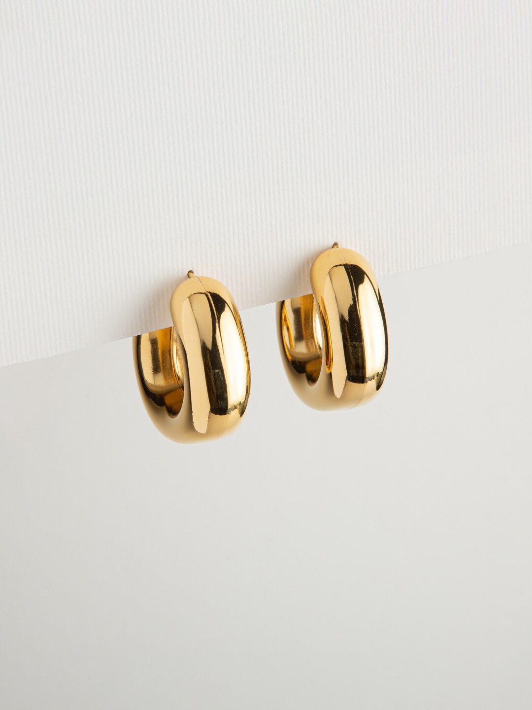 

WHITE LIES Gold-Plated Stainless Steel Contemporary Chunky Half Hoop Earrings