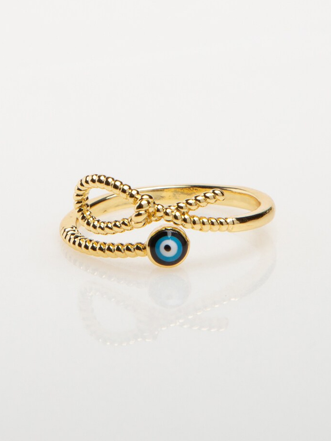 

WHITE LIES Gold-Plated Evil Eye Bow Finger Ring