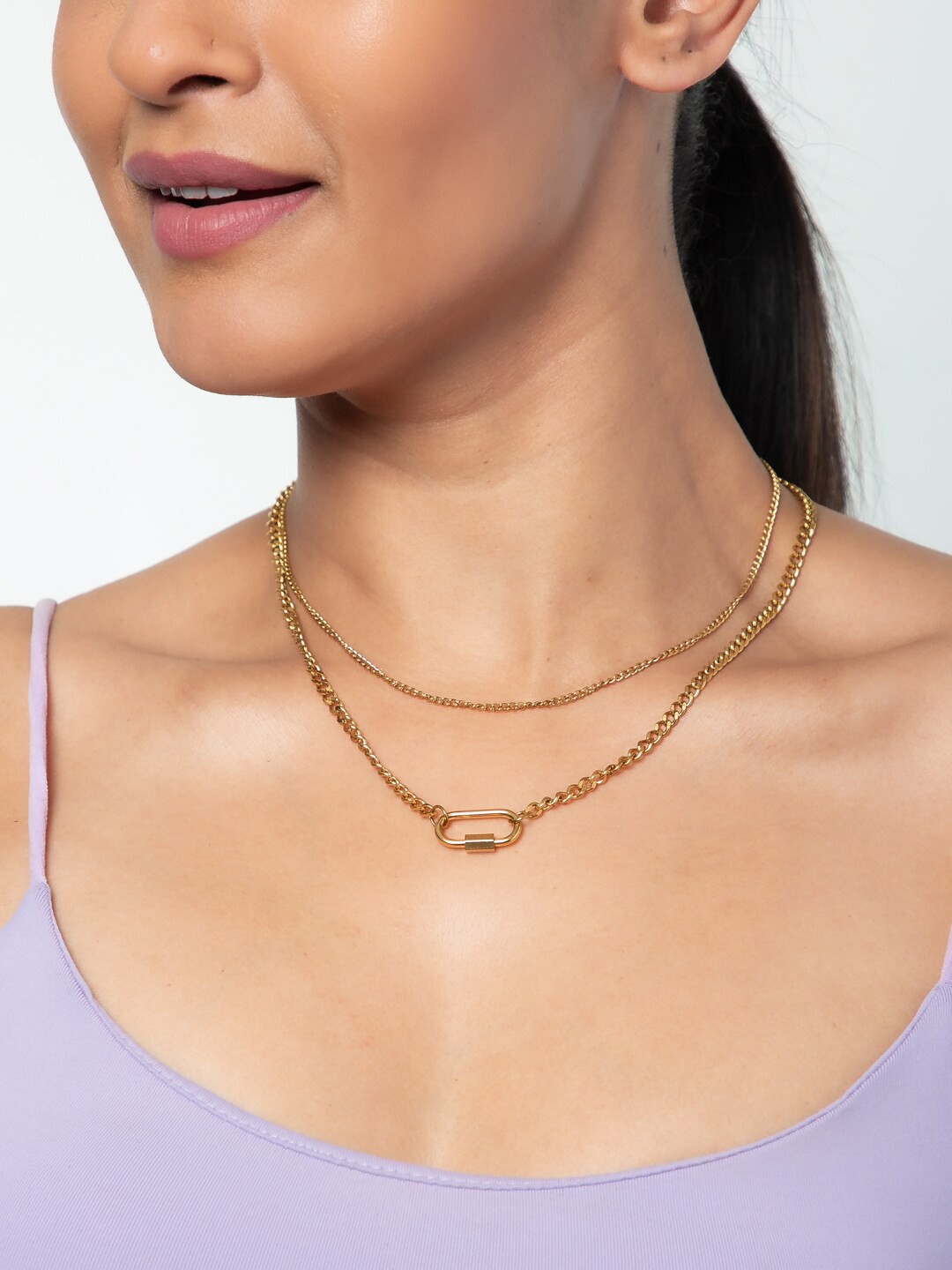 

WHITE LIES Gold-Plated Stainless Steel Layered Link Necklace