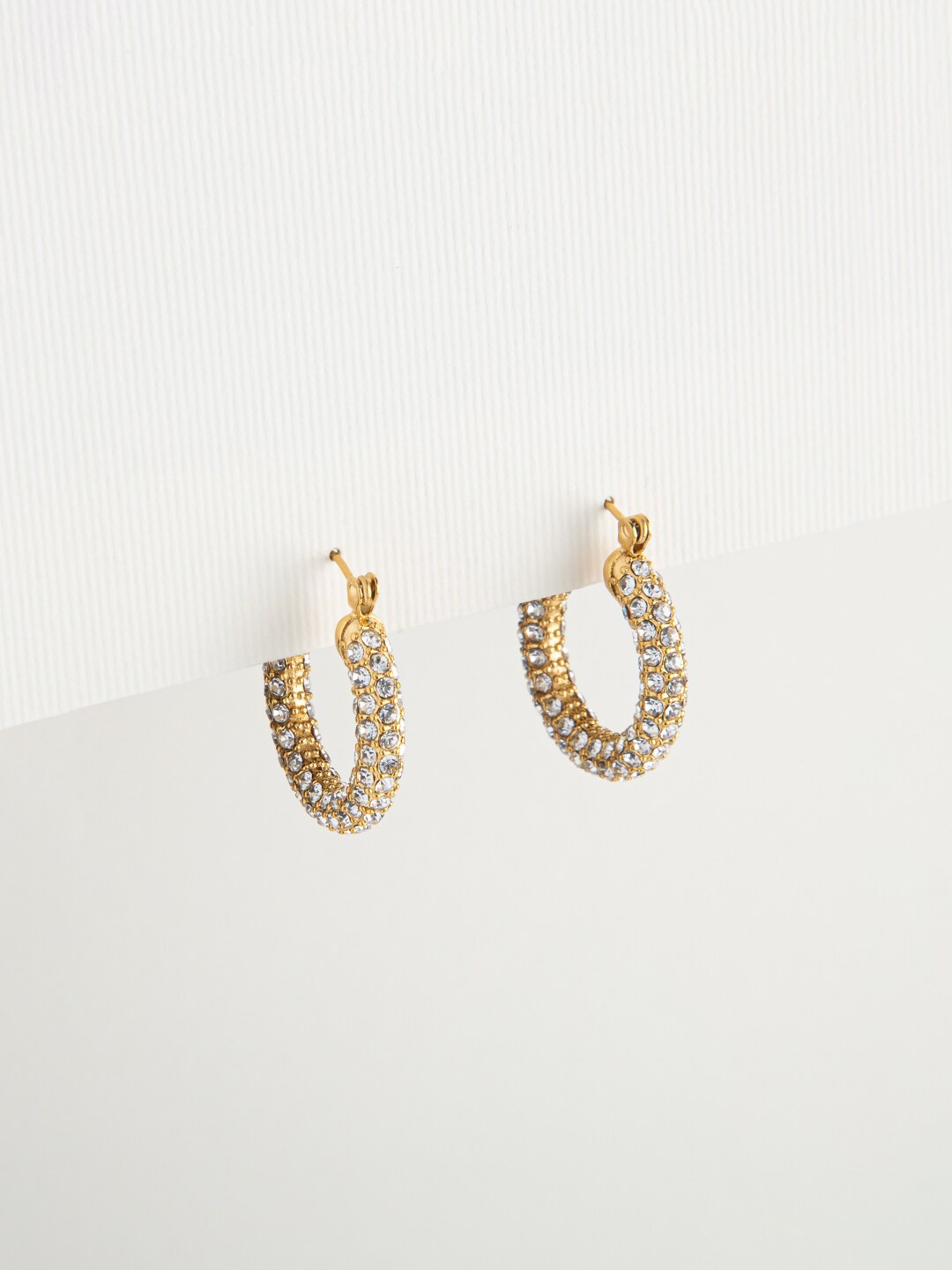 

WHITE LIES Gold-Plated Crystal Hoop Earrings