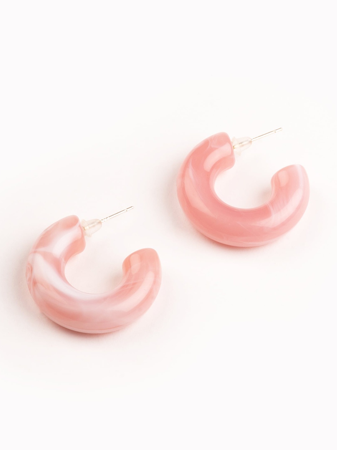 

WHITE LIES Contemporary Half Hoop Earrings, Pink