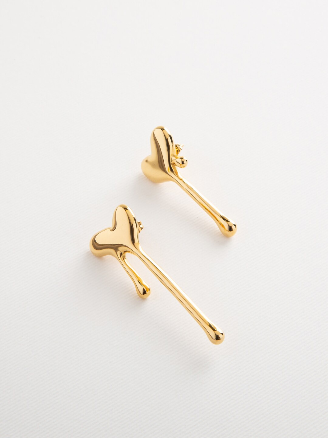 

WHITE LIES Stainless Steel Gold-Plated Contemporary Drop Earrings
