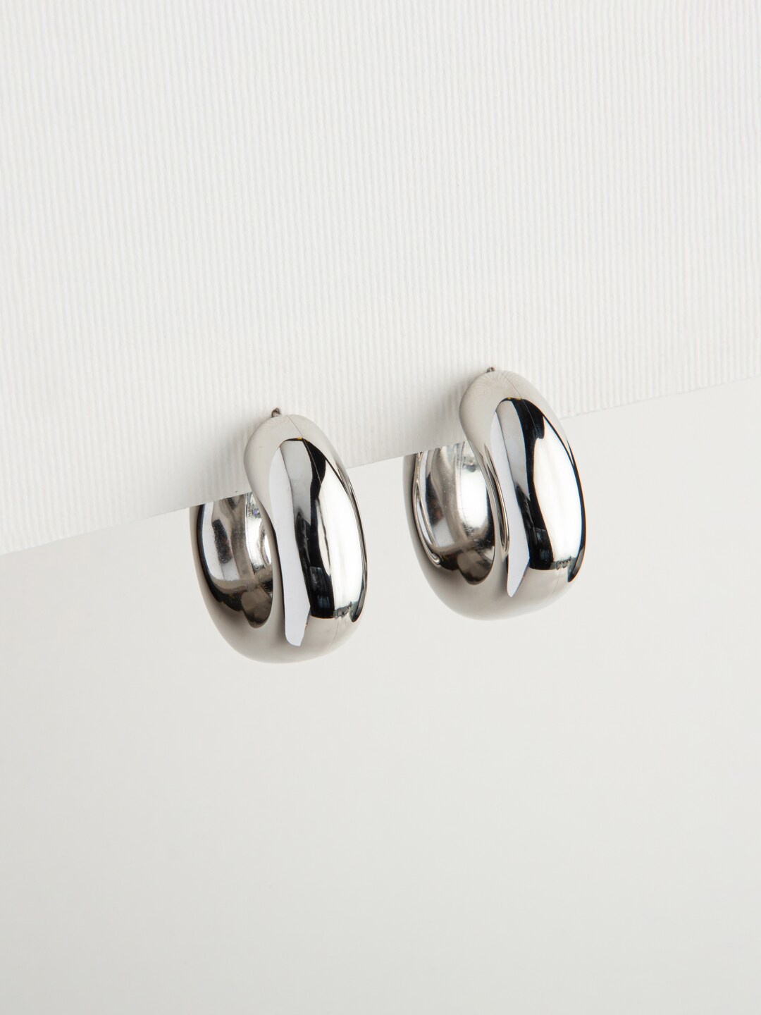 

WHITE LIES Silver-Plated Half Hoop Earrings