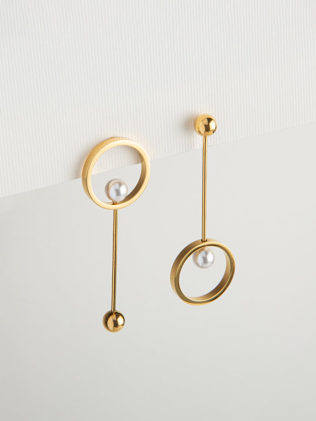 

WHITE LIES Gold Plated Stainless Steel Contemporary Drop Earrings