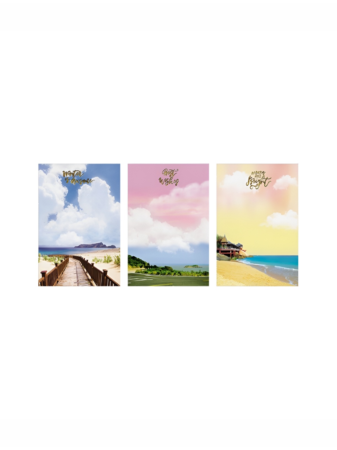 

999Store Blue & Yellow 3 Pieces Canvas Wall Arts