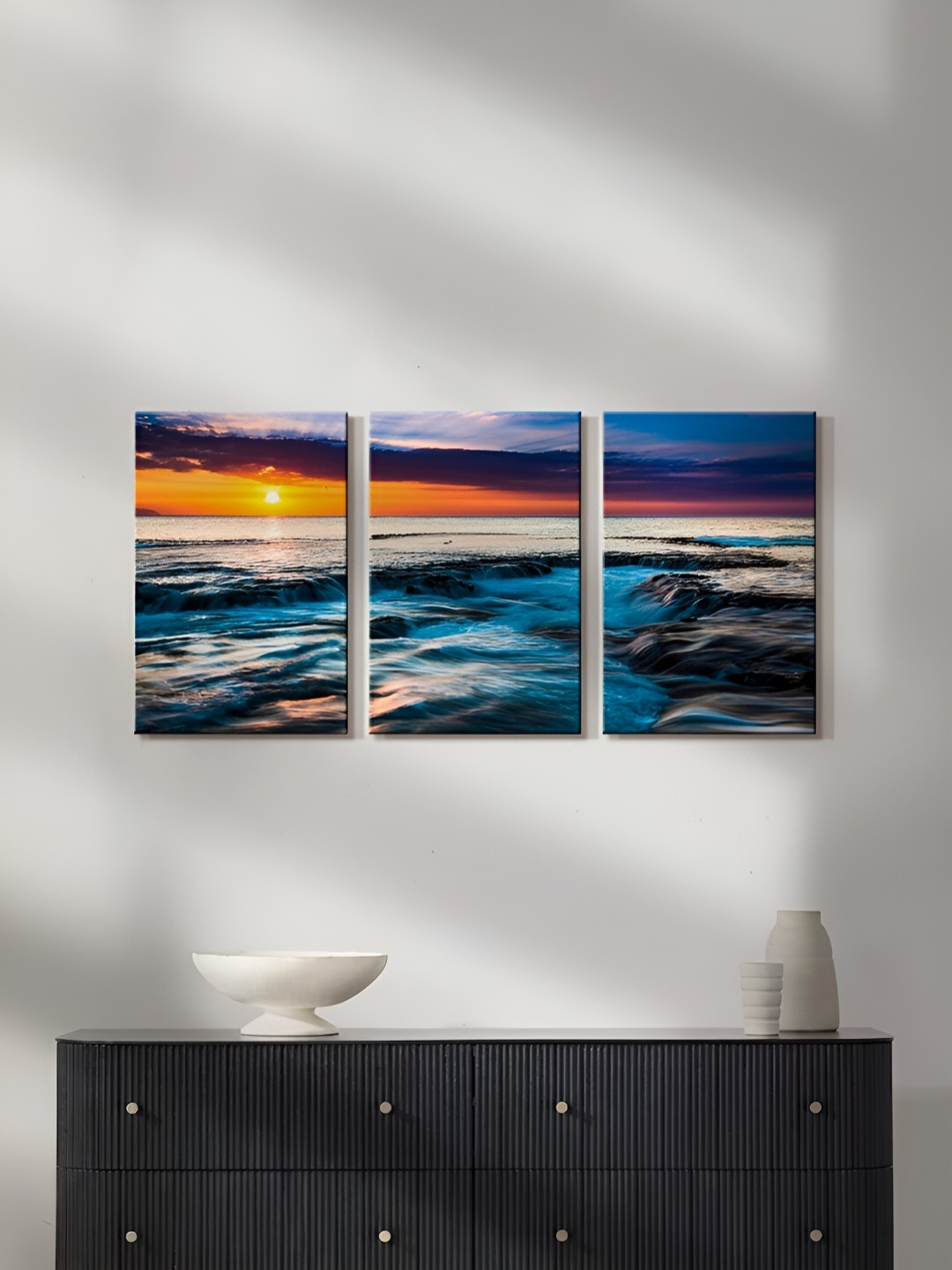 

999Store Blue & White 3 Pieces Canvas Wall Art