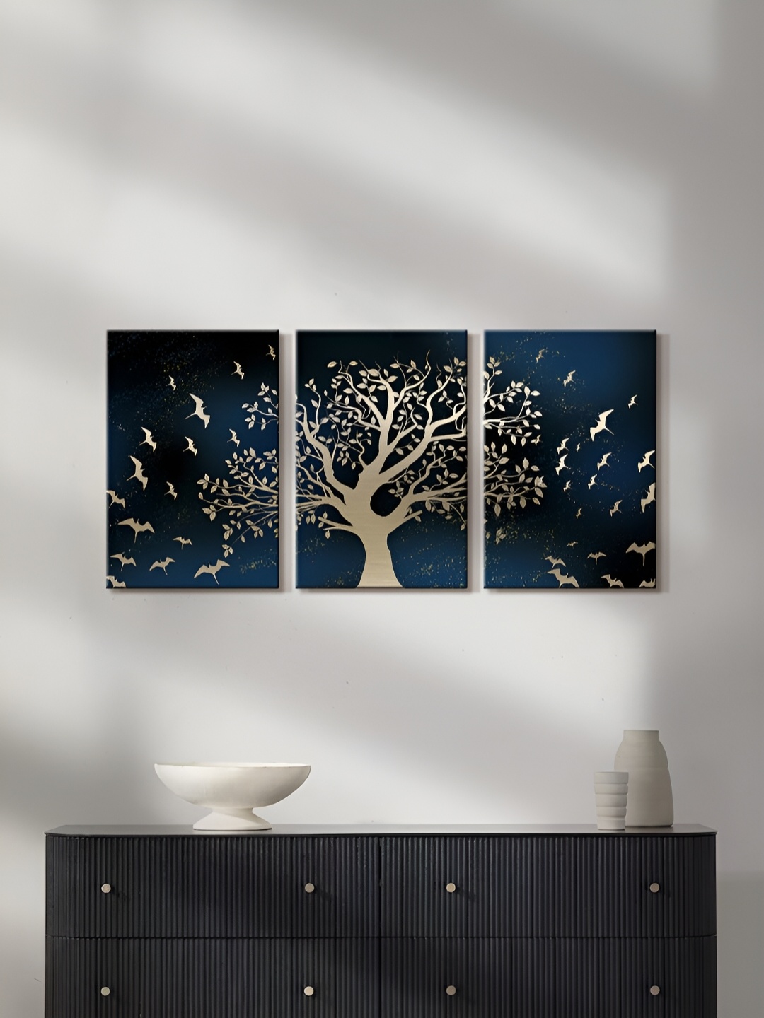 

999Store Blue & White 3 Pieces Canvas Paintings Wall Art