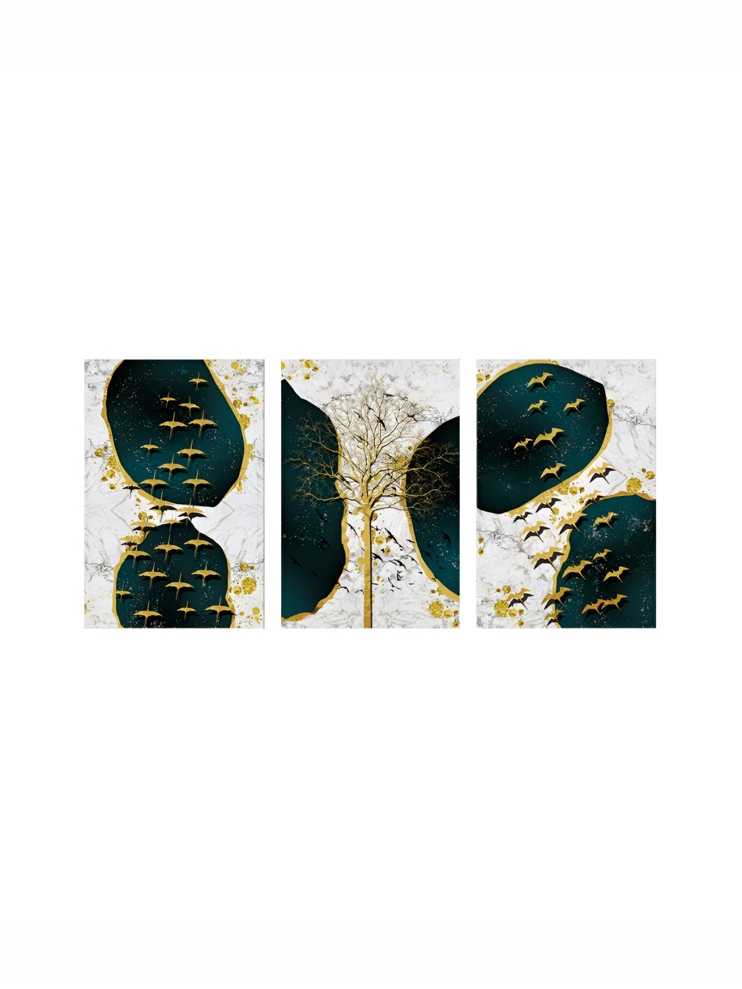 

999Store White & Green 3 Pieces Wooden Other Wall Paintings