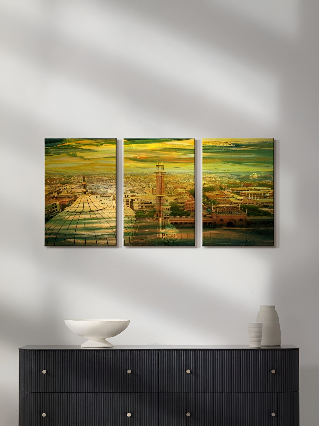 

999Store Yellow & Brown 3 Piece Canvas Paintings Wall Art