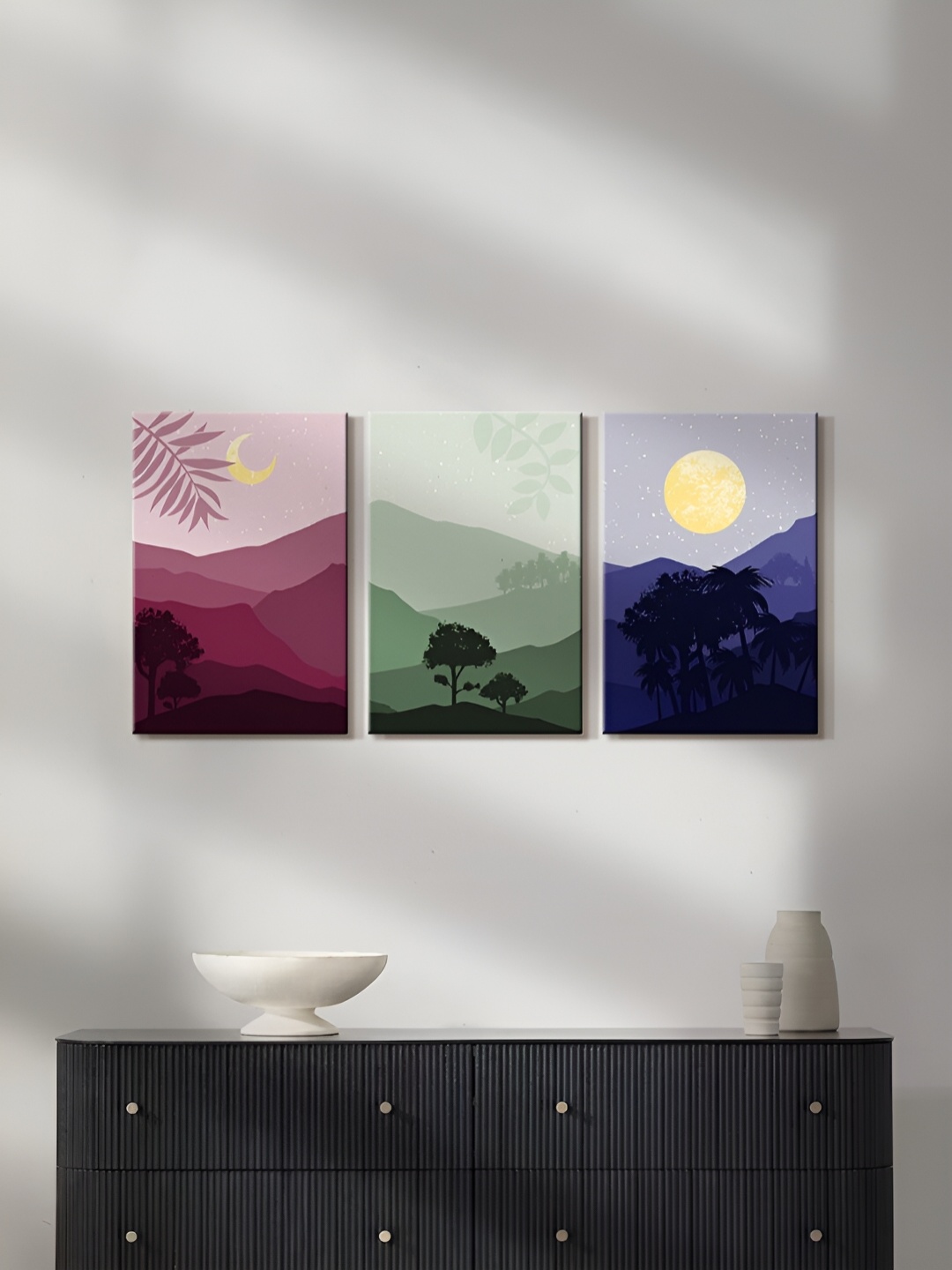 

999Store Blue & Green 3 Pieces Canvas Paintings Wall Art