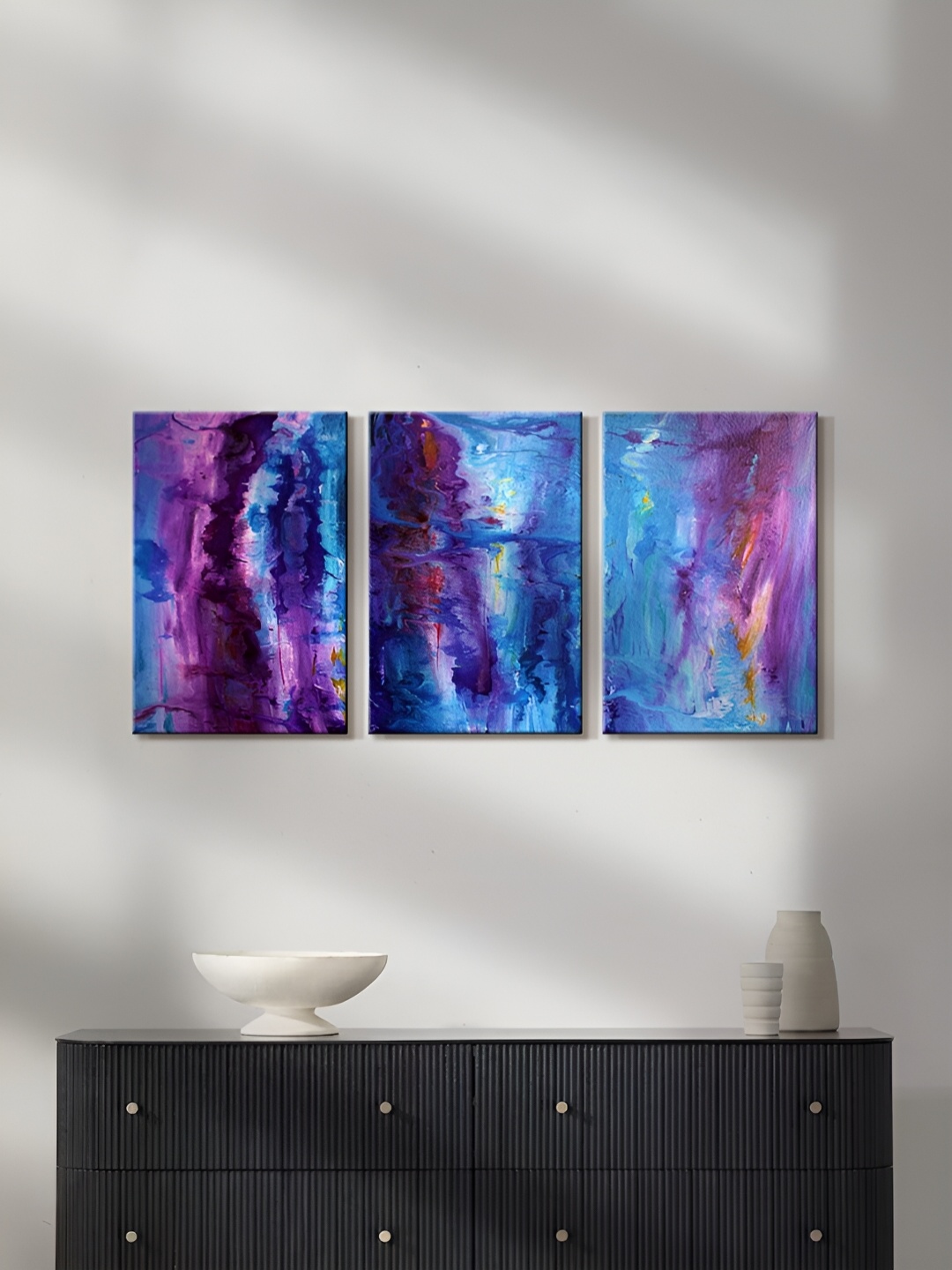 

999Store Blue & Pink 3 Pieces Canvas Wall Paintings