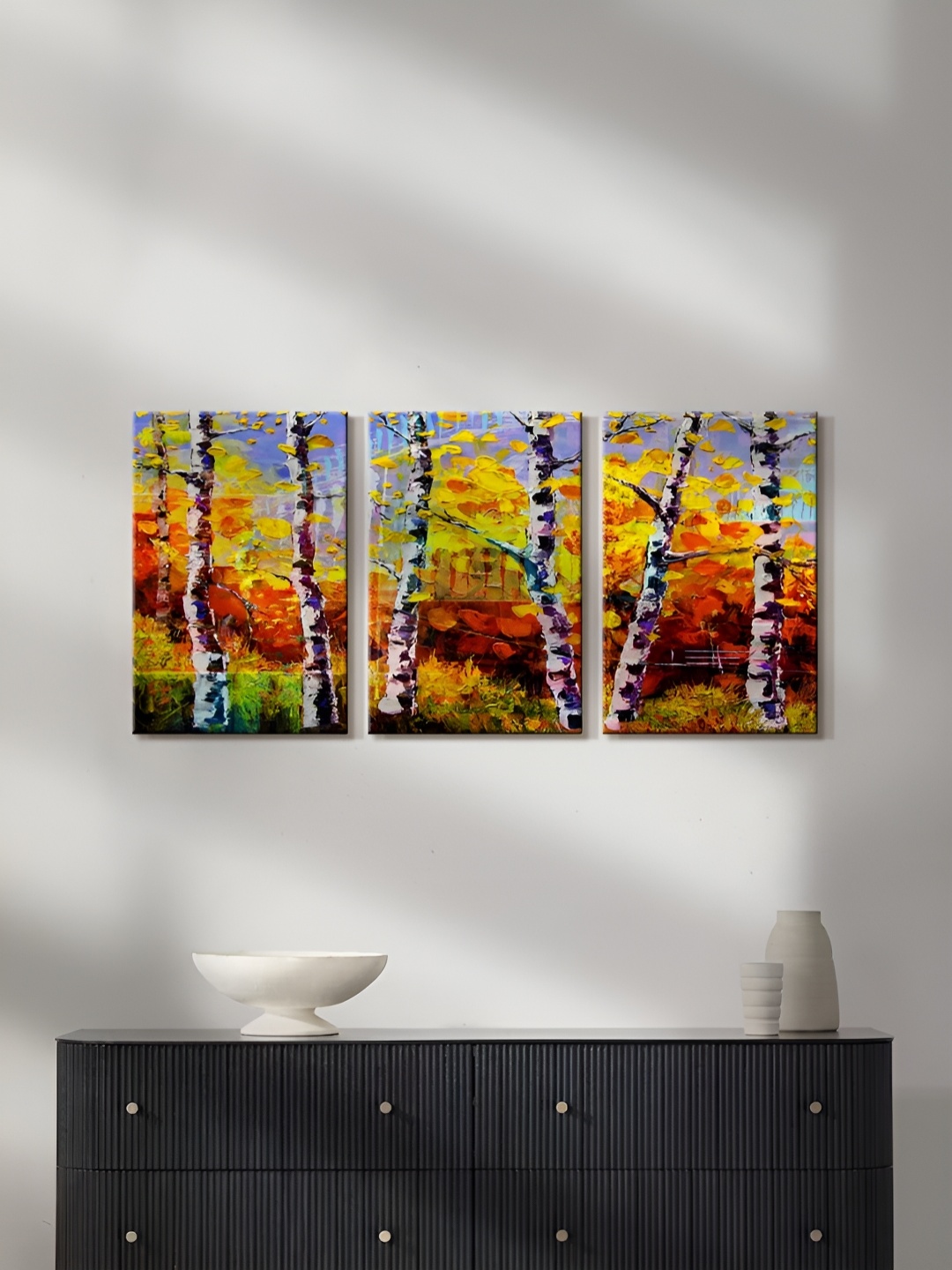 

999Store Yellow & Blue 3 Pieces Canvas Wall Arts