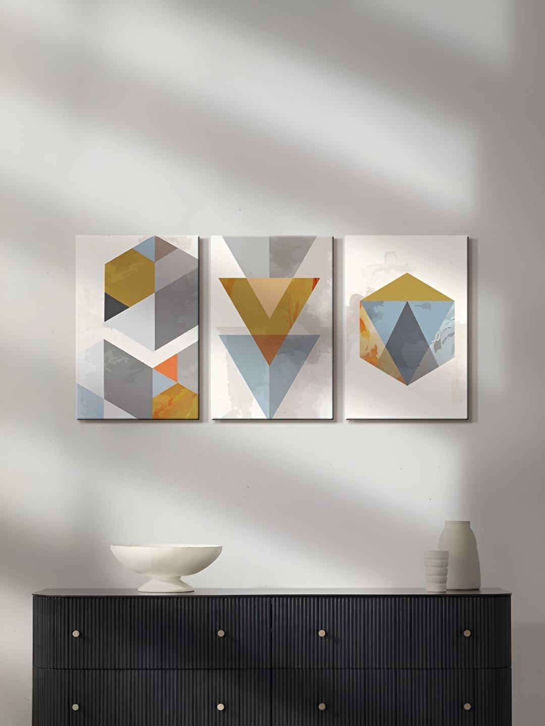 

999Store White & Blue 3 Pieces Canvas Wall Arts