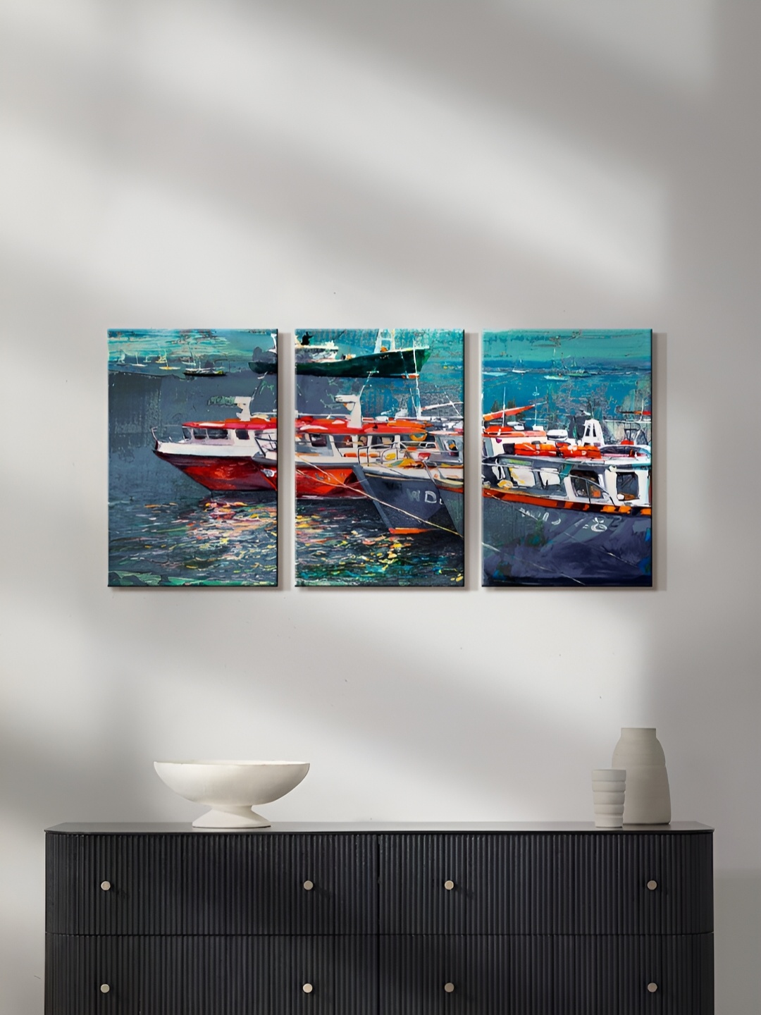

999Store Blue & Red 3 Pieces Canvas Wall Arts