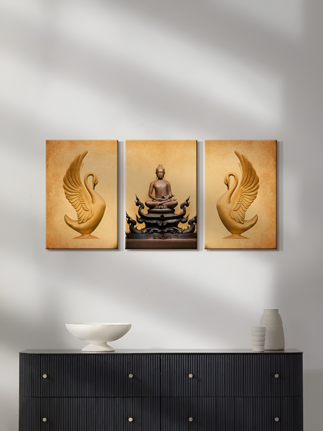 

999Store Brown 3 Pieces Canvas Wall Art Paintings