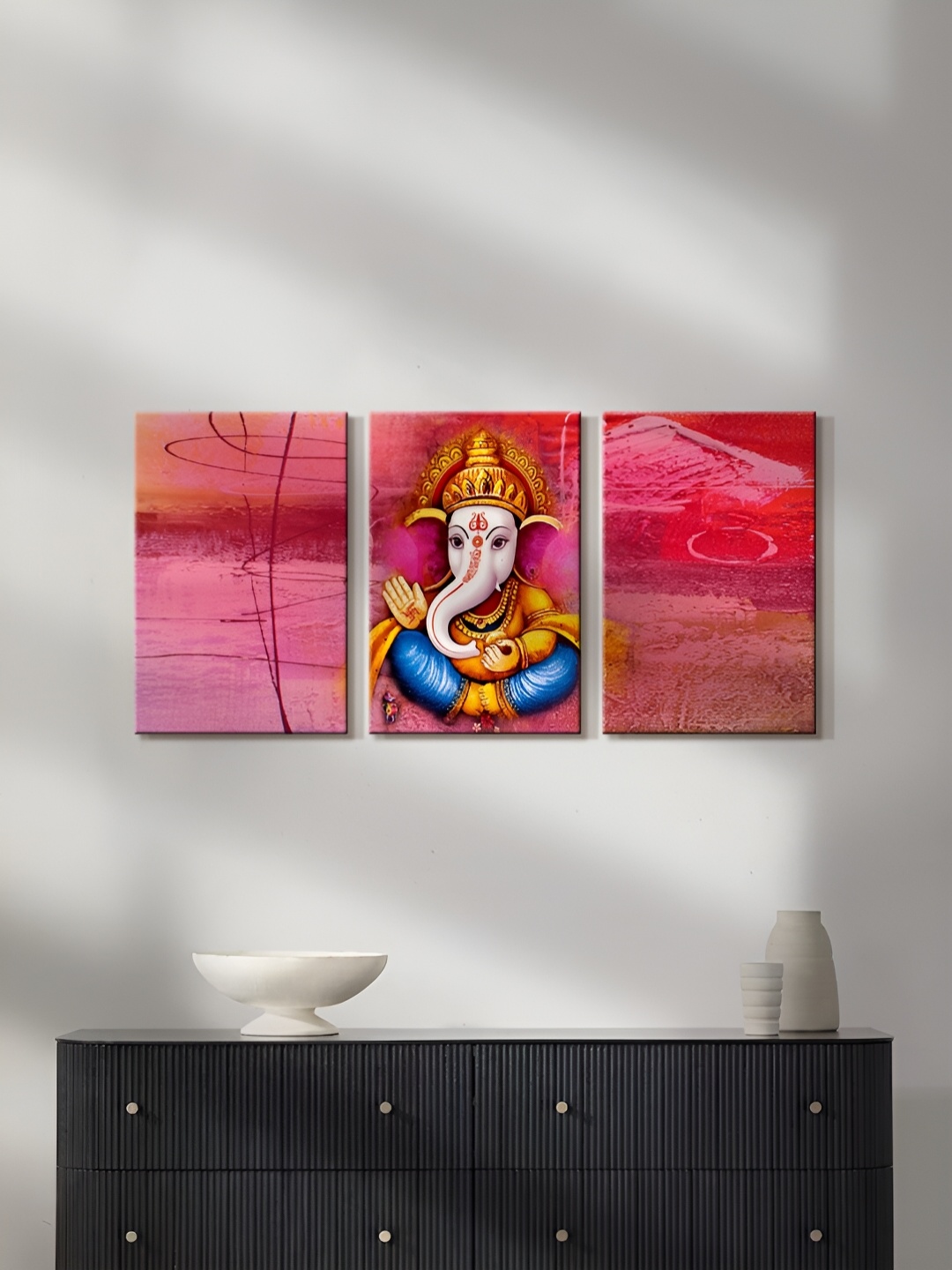 

999Store Red & Blue 3 Pieces Religious Canvas Wall Arts