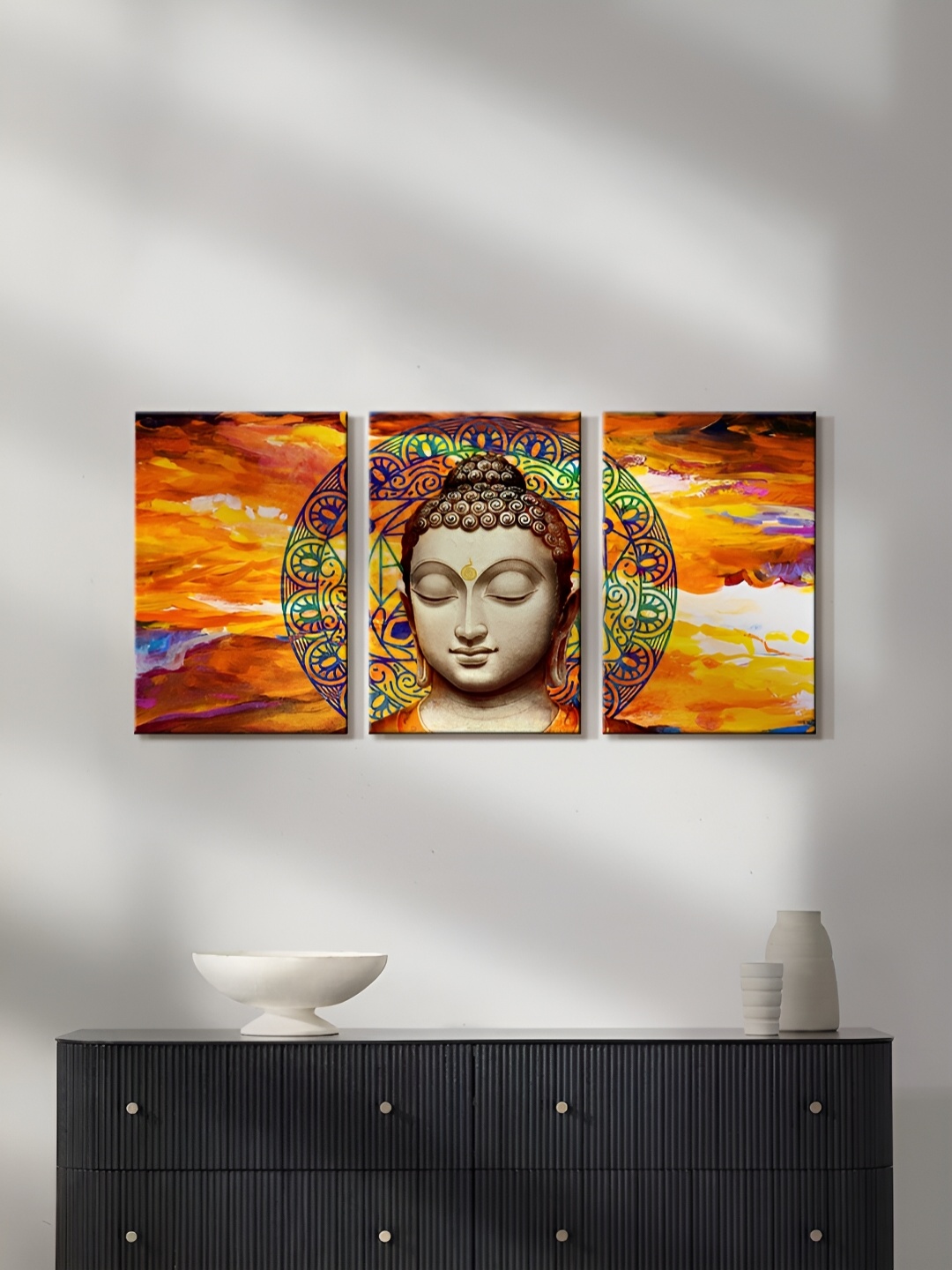 

999Store Brown & Green 3 Pieces Canvas Wall Art Paintings