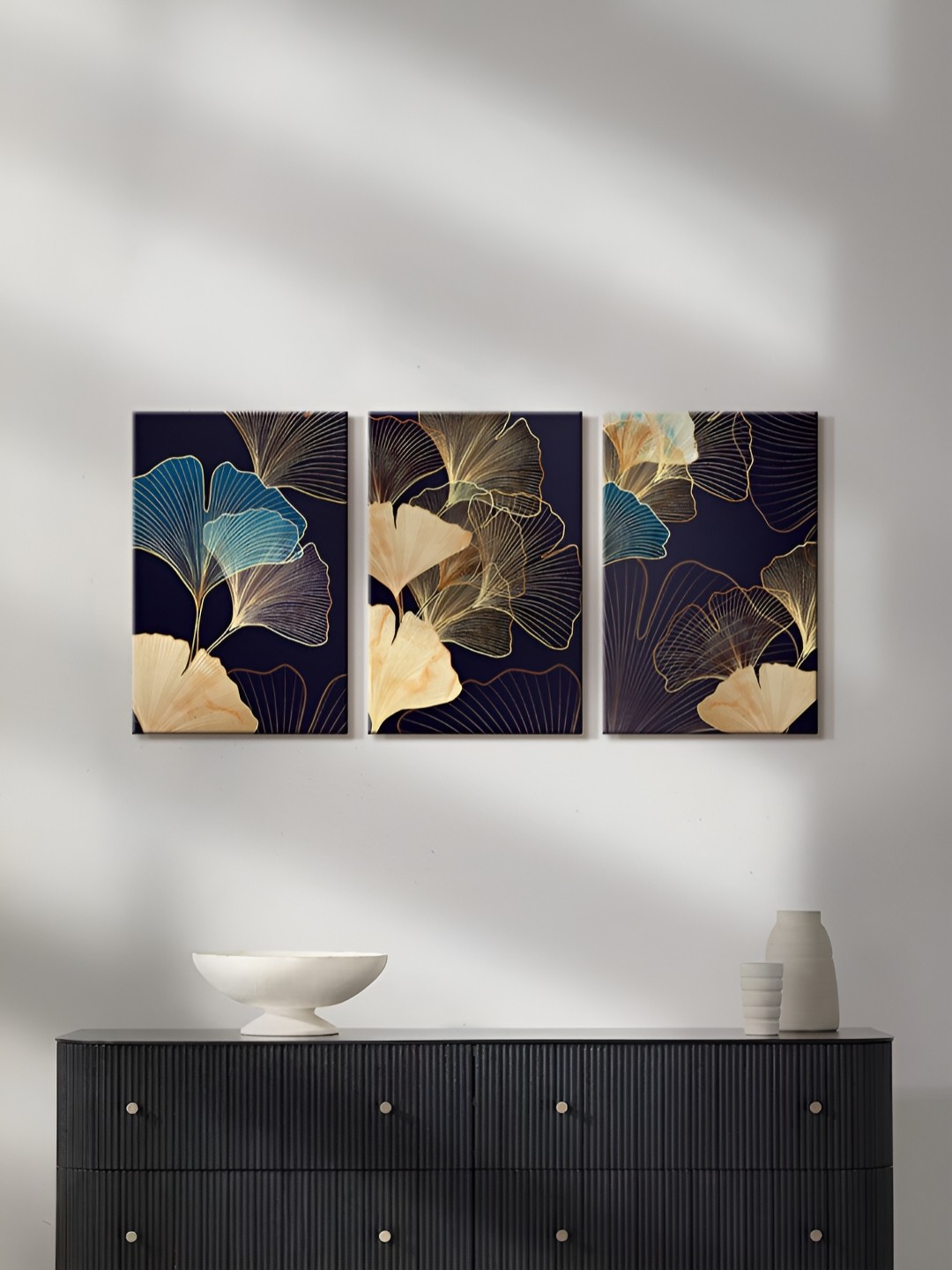 

999Store Black & Gold-Toned 3 Pieces Canvas Wall Arts