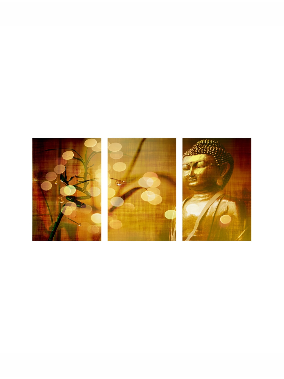 

999Store Yellow & White 3 Pieces Canvas Religious Wall Arts