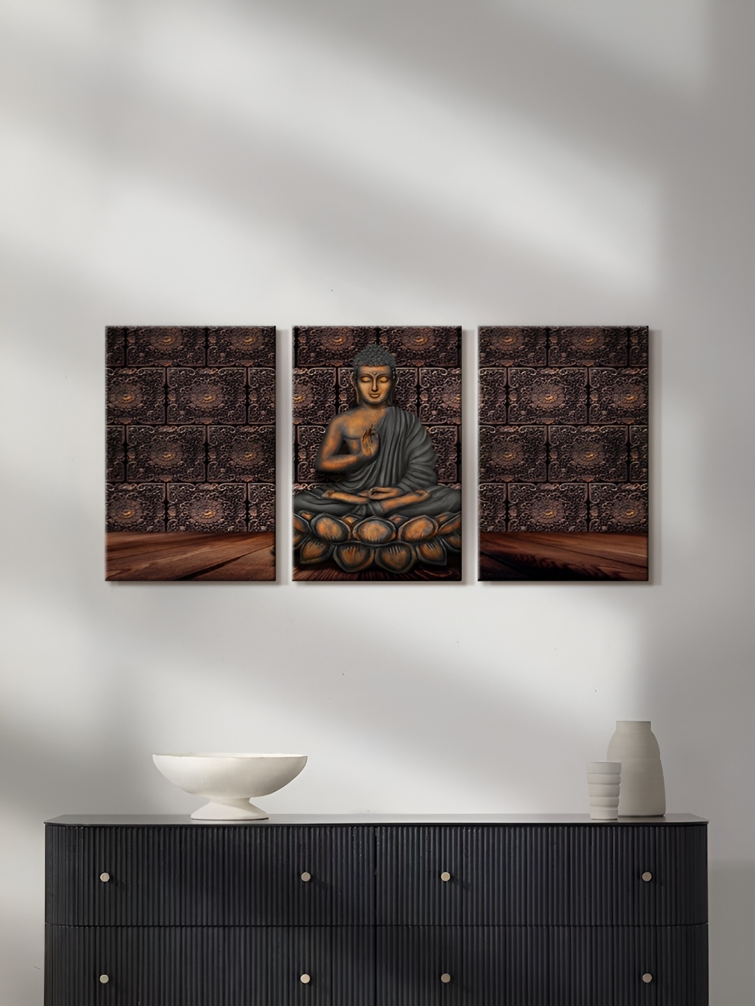 

999Store Brown & Blue 3 Piece Canvas Paintings Wall Art