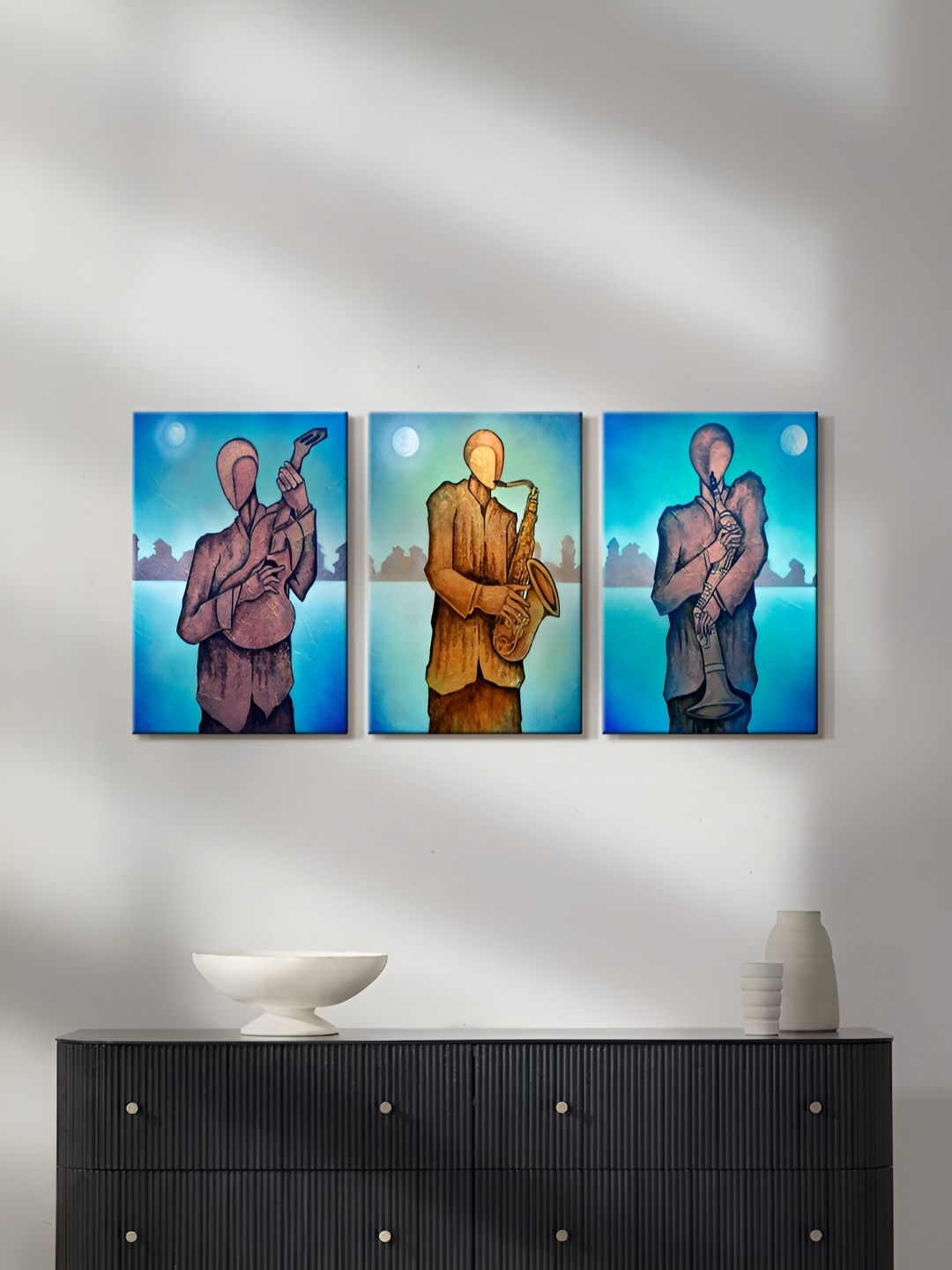 

999Store Blue & Purple 3 Pieces Canvas Wall Paintings