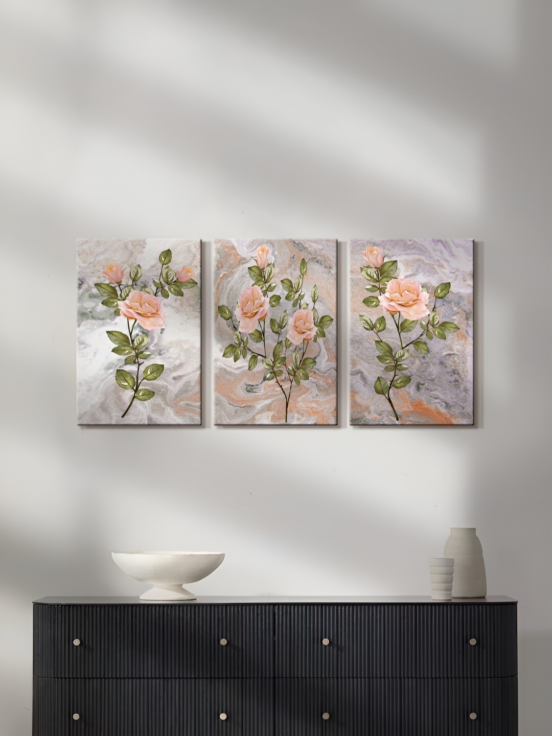

999Store Brown & Green 3 Pieces Canvas Wall Paintings
