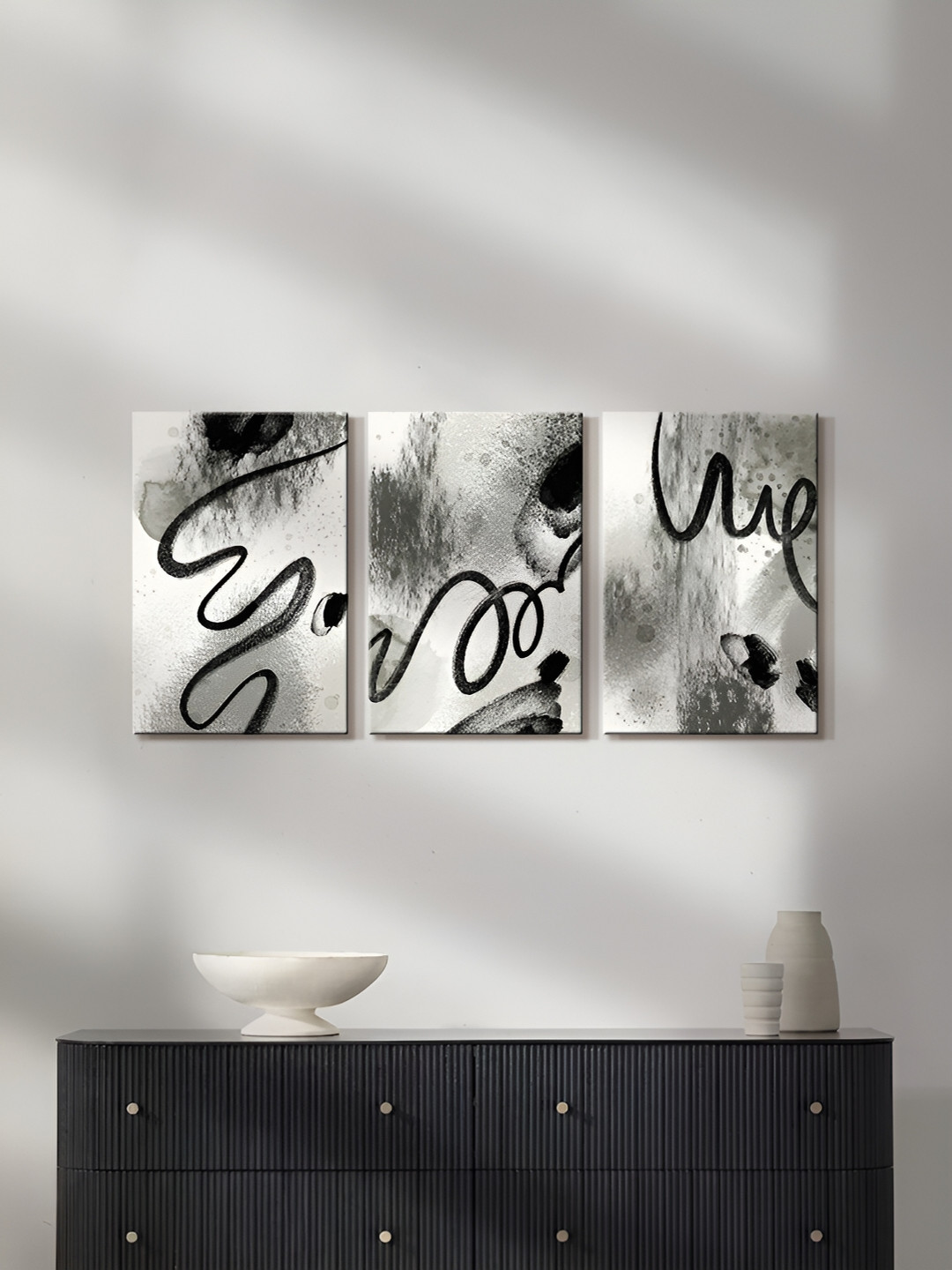 

999Store Grey & White 3 Pieces Canvas Wall Arts