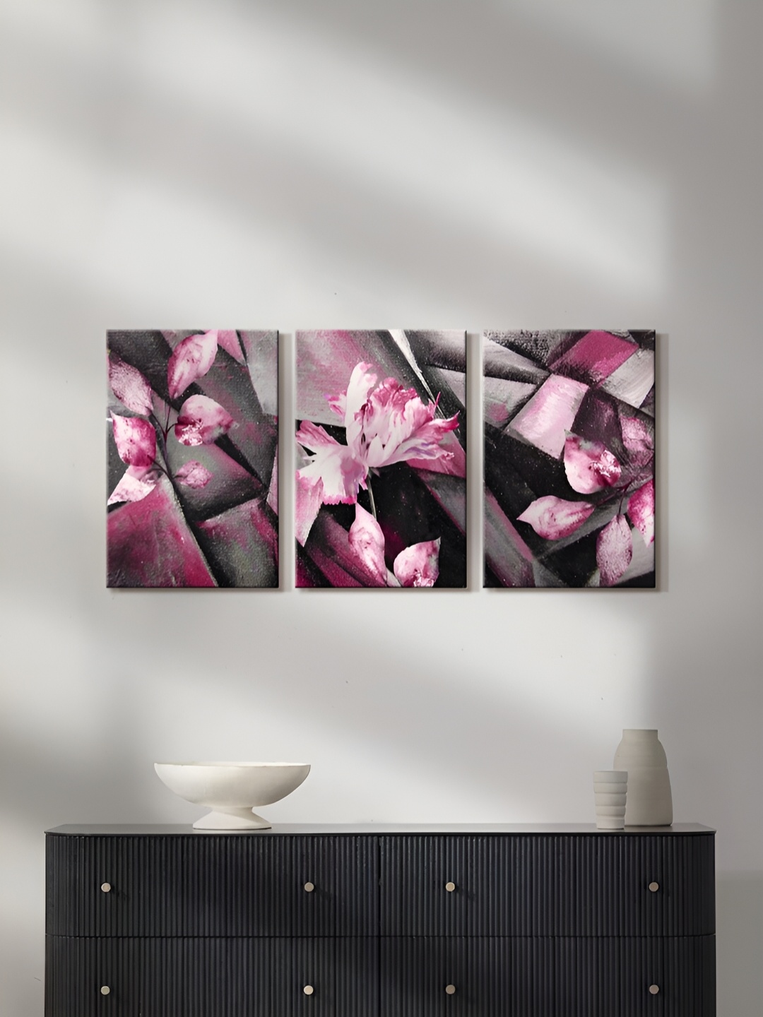 

999Store Grey & Pink 3 Pieces Canvas Wall Art
