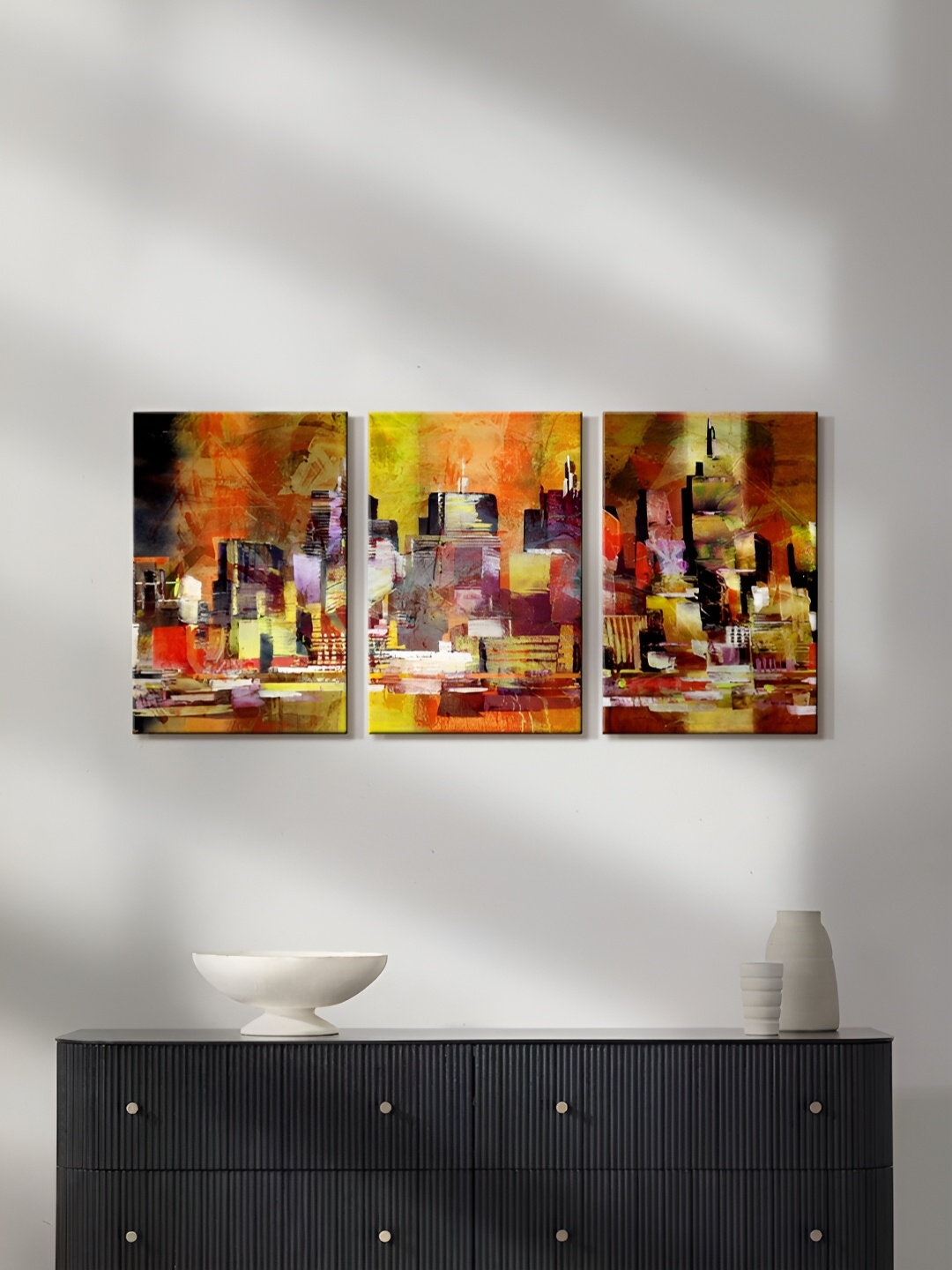 

999Store Brown & Orange 3 Pieces Canvas Wall Arts