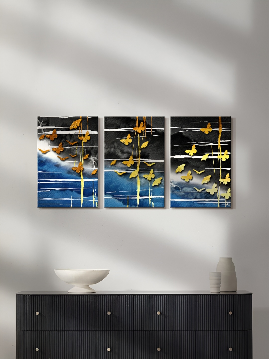 

999Store Blue & Black 3 Pieces Canvas Wall Arts