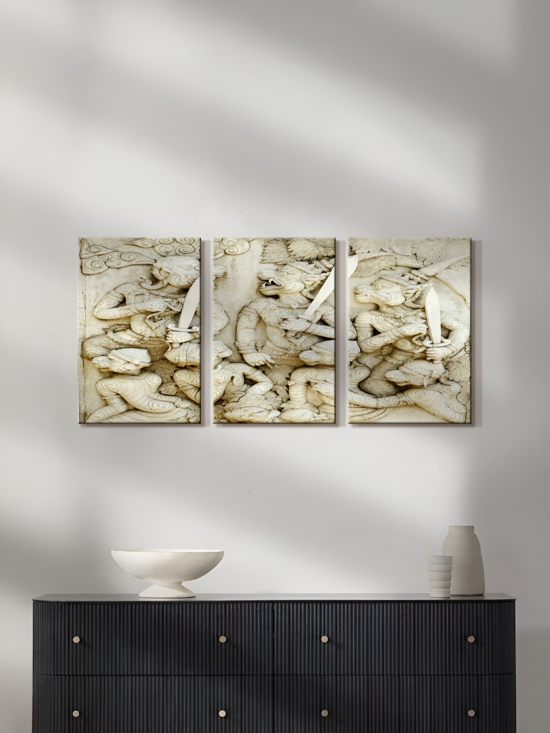 

999Store White & Brown 3 Pieces Canvas Other Paintings Wall Art