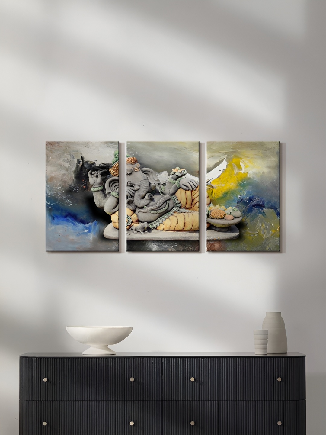 

999Store Grey & White 3 Piece Canvas Religious Painting Wall Art