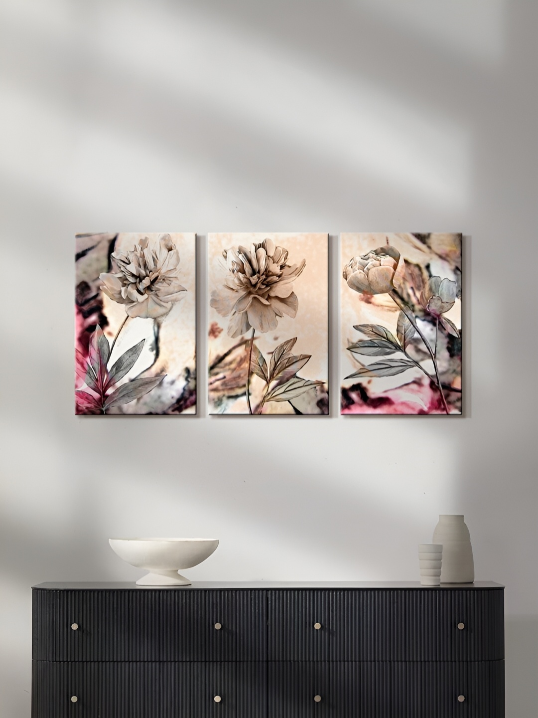 

999Store Brown & Blue 3 Piece Canvas Paintings Wall Art