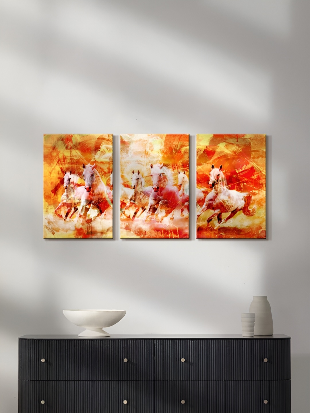 

999Store Yellow & White 3 Piece Canvas Other Painting Wall Art