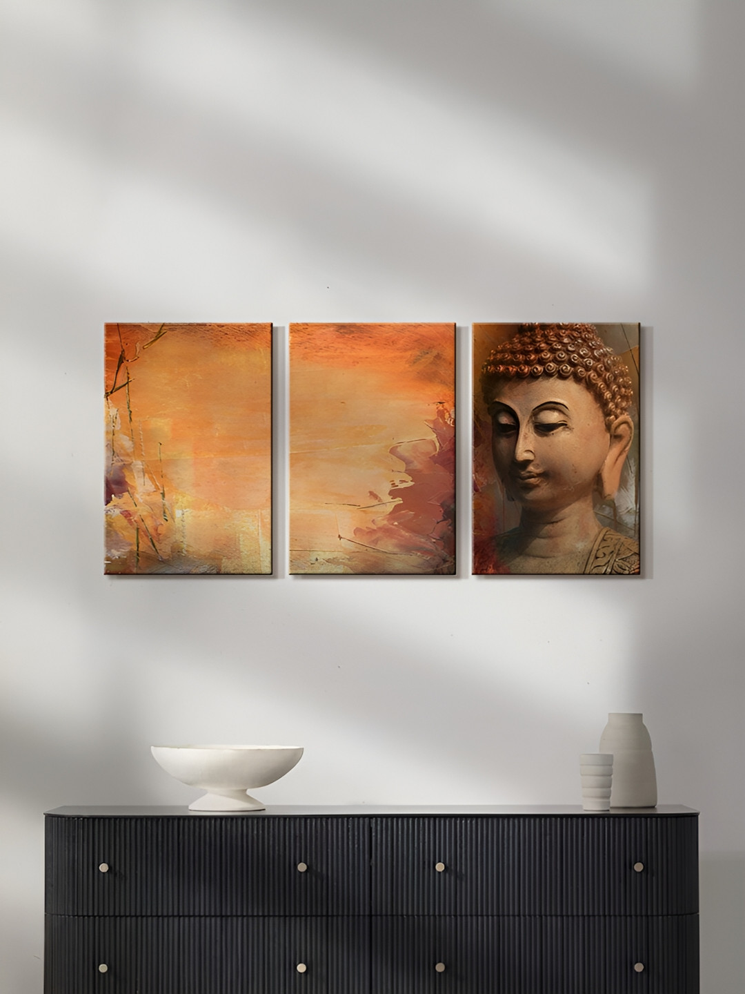 

999Store Brown & Orange 3 Pieces Canvas Wall Art Paintings