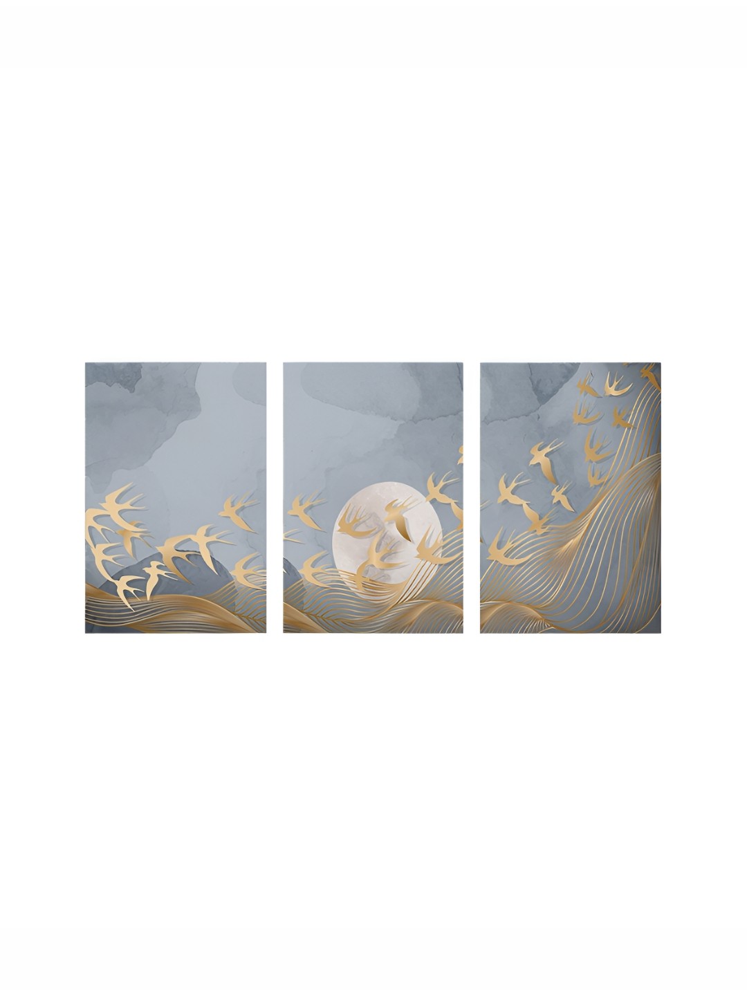 

999Store Grey & White 3 Pieces Canvas Other Wall Paintings
