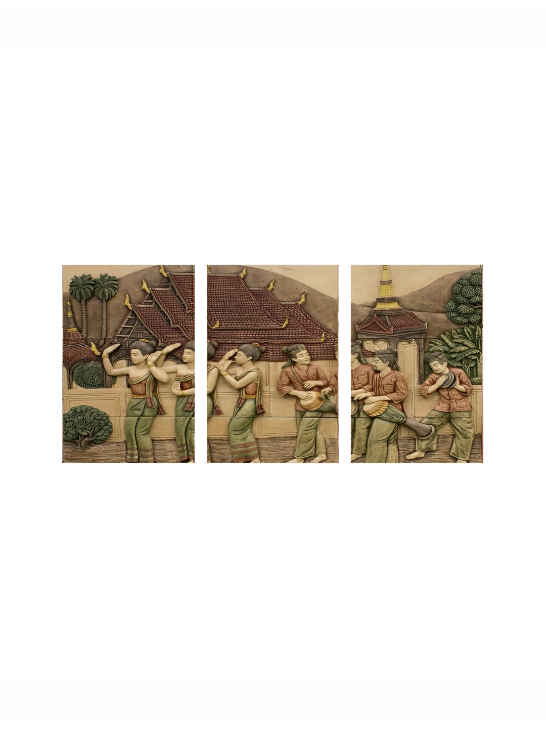 

999Store Brown & Green 3 Pieces Canvas Other Wall Paintings